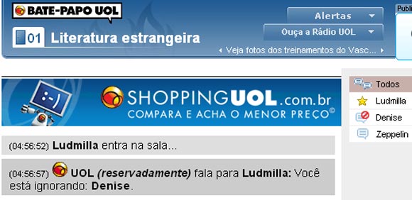 Bate-papo UOL bloqueia programa que tira participantes das salas