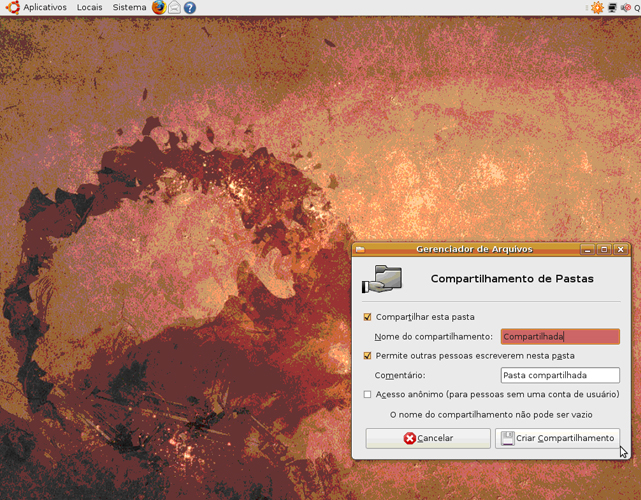 Compartilhe no Ubuntu 6