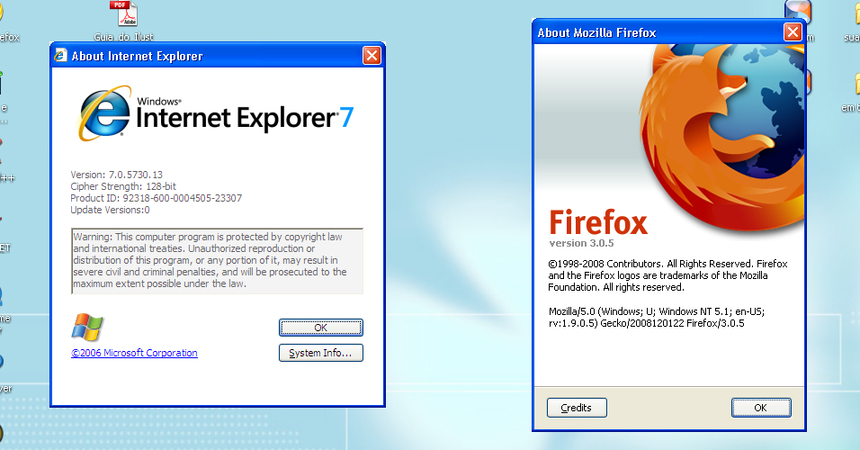Internet Explorer x Firefox