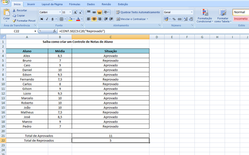 Como Calcular Faltas De Alunos No Excel Educa