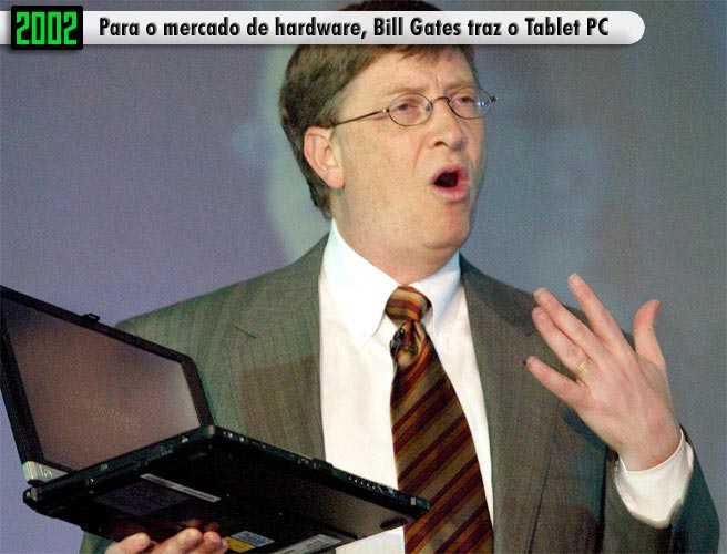 2002 - Para o mercado de hardware, Bill Gates traz o Tablet PC