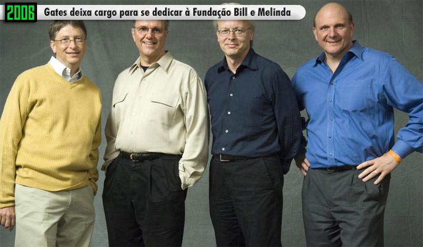 2006 - Gates deixa cargo para se dedicar à Fundação Bill e Melinda